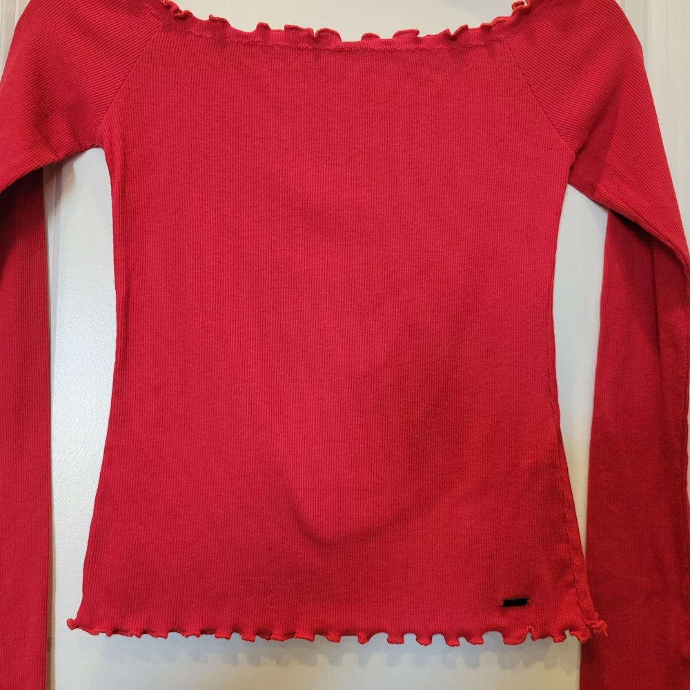 Hollister Vibrant Red Ruffled Top